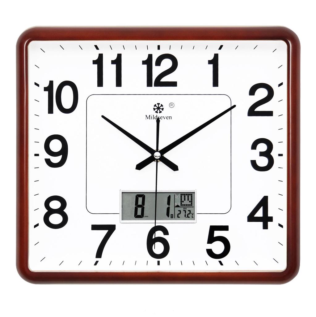 Silent Square Quartz Wall Clock with Perpetual Calendar - Creative, Fashionable Art Design for Living Room
