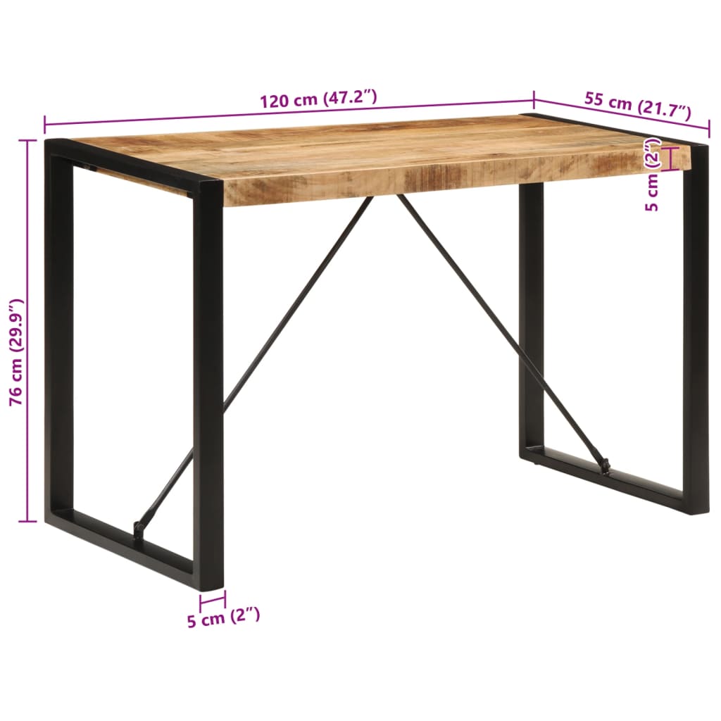 Dining Table 120x55x76 cm Rough Mango Wood
