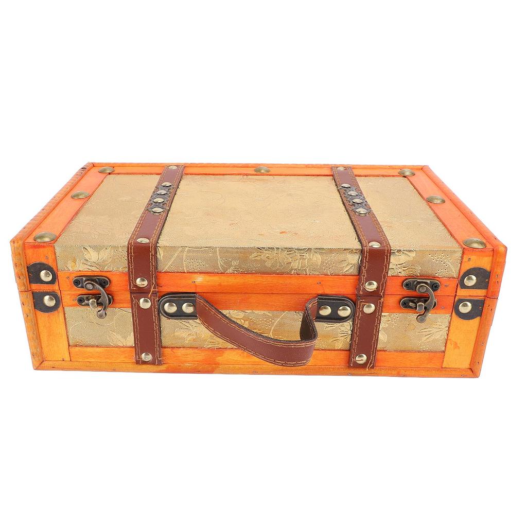 13.46x7.87x4.33in Vintage Suitcase Wooden Trunk Portable Decorative Luggage Suitcase for Home Item