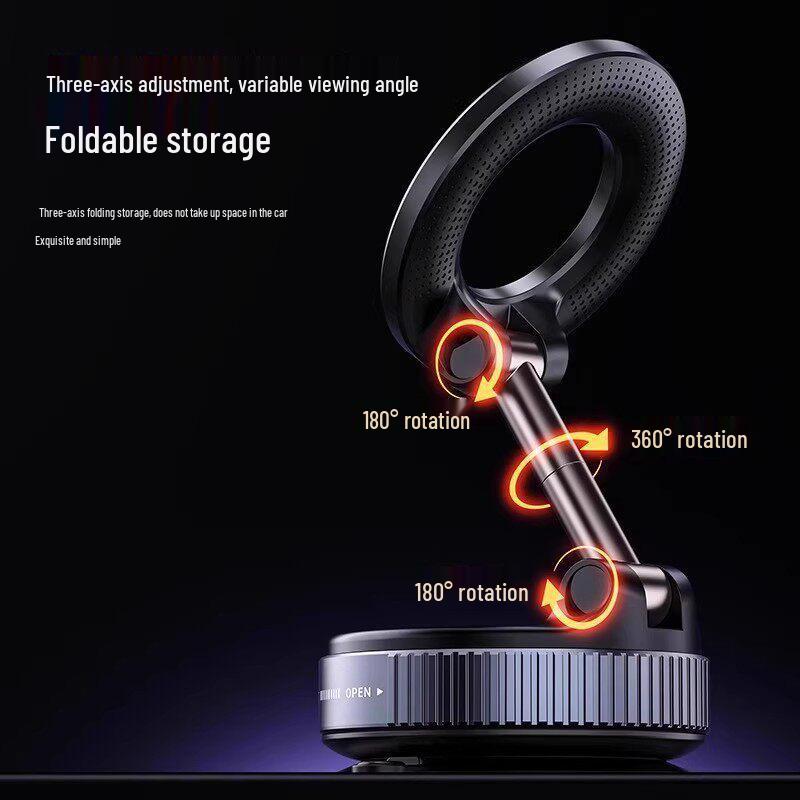 Magnetic Folding Car Phone Holder with Rotating Suction Cup