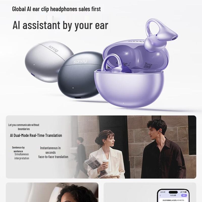 SANAG ANC Clip-on Bluetooth Earbuds