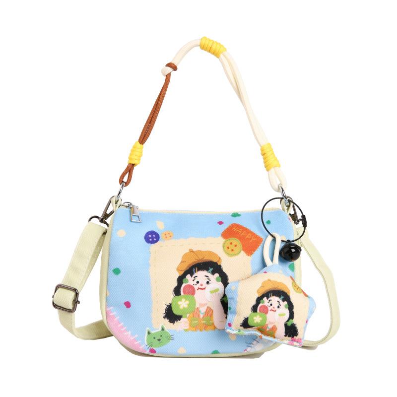 Cute Cartoon Illustration Mobile Phone Bag for Women, New and Quirky Graffiti Handbag, Casual and Versatile Single Shoulder Crossbody Bag