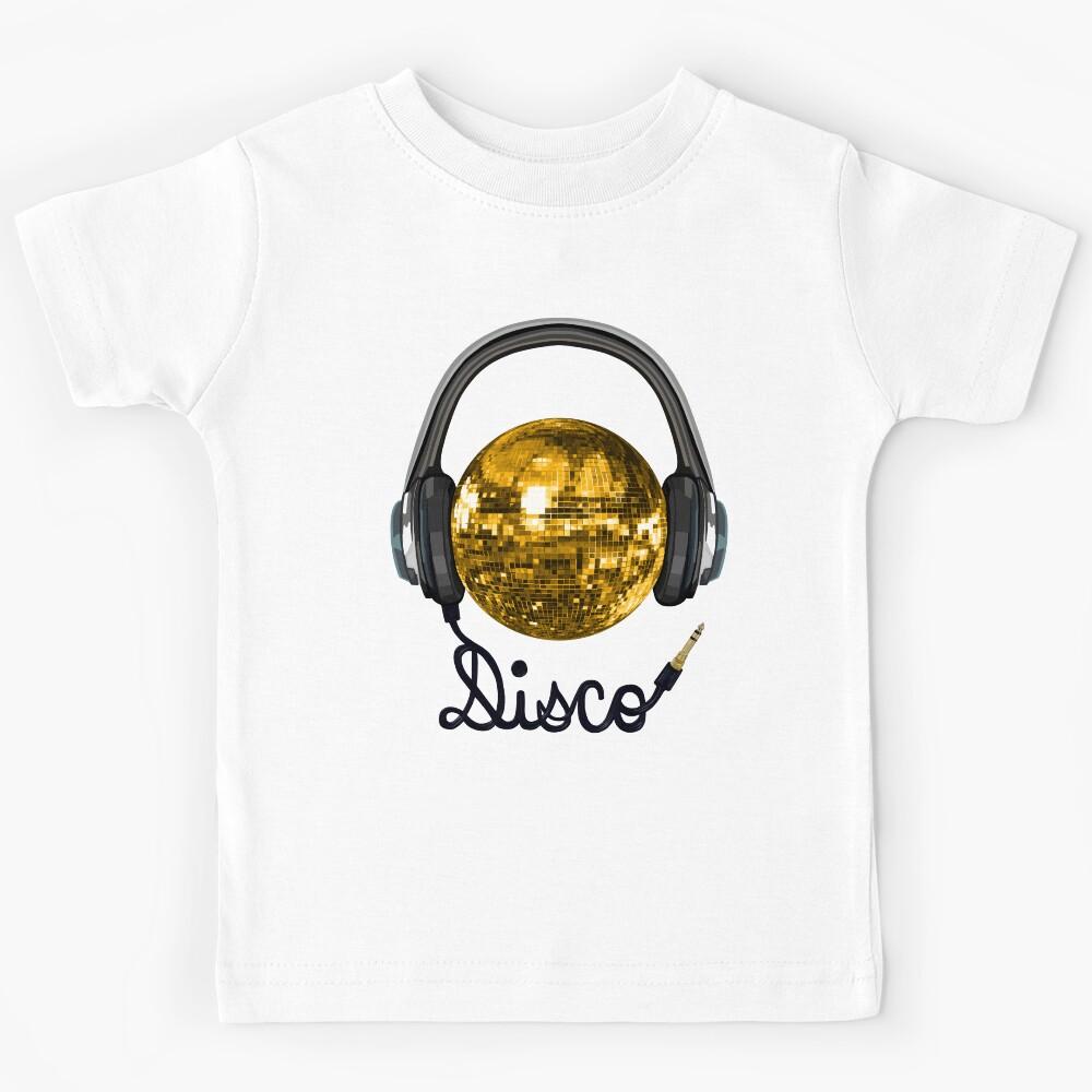 Gold Disco Ball Music Headphones Kids T-Shirt 100