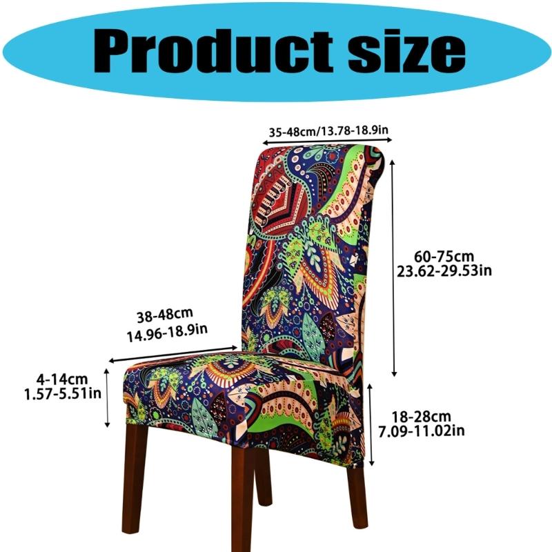 4 Pack Elastic Ethnic Pattern Dining Chair Covers Water Resistant Removable Washable Seat Protectors for Home Decors