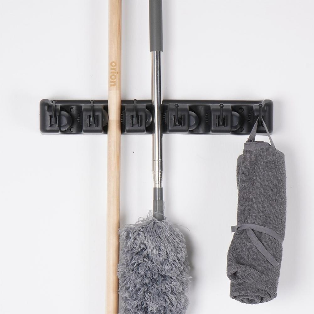 Wall Hanger Mop Broom Tool Holder Black Serial Clamp