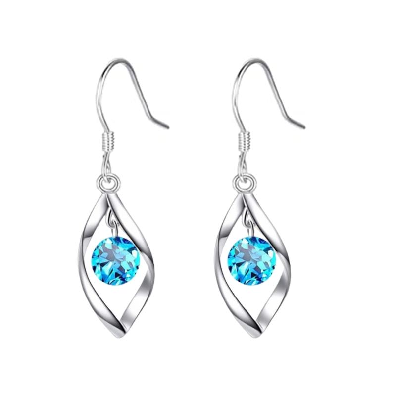 Elegant Twist Pendant Earrings Sophisticated Silver Earrings Featuring Twisted Zirconia Accent for Daily Wear