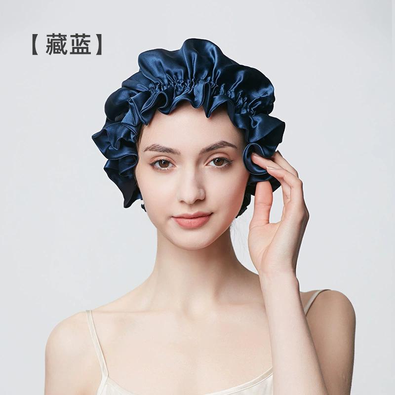 100% Mulberry Silk Hood Sleeping Cap Women's Night Hat 19 Momme with Adjustable Ribbon Hair Care