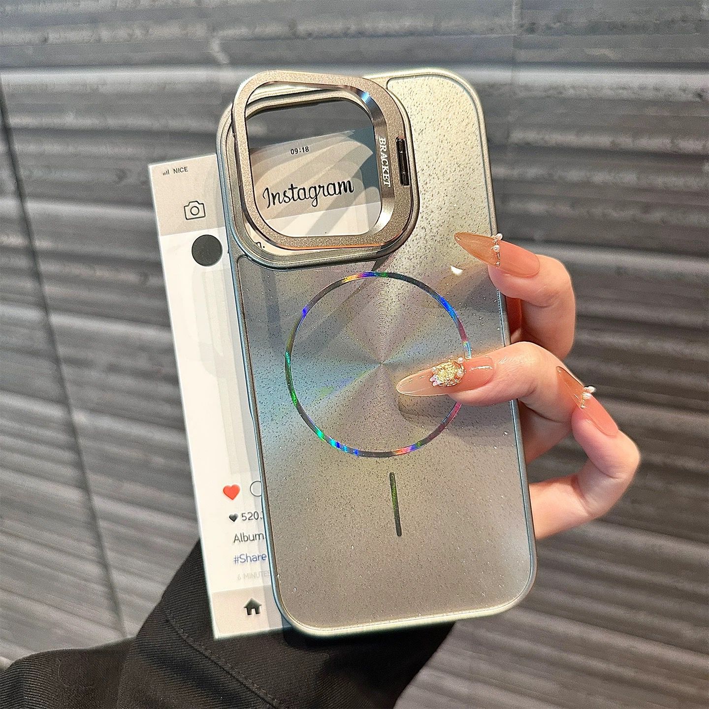 

Metal Lens Bracket Glitter Aurora Magnetic Case for For Iphone 16 1 14 13 12 11 Pro Max For Wireless Charging Cover iPhone 15