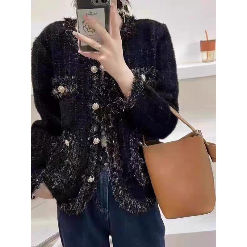Imitation mink velvet knitted cardigan spring new loose fringed soft waxy sweater jacket women