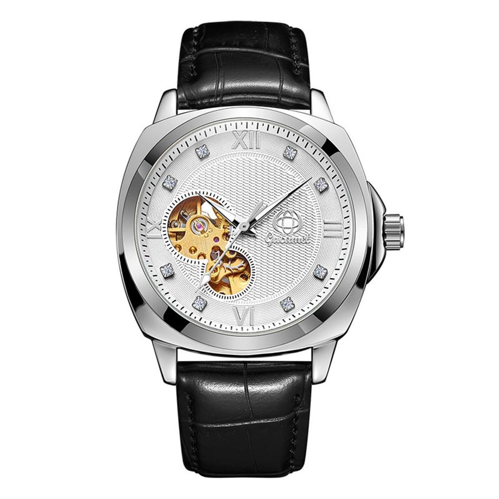 Men's Automatic Watch with Genuine Leather Strap, Waterproof, Antique Style, Analog, Fashion Accessory, Perfect Gift for Valentine's Day, Christmas,