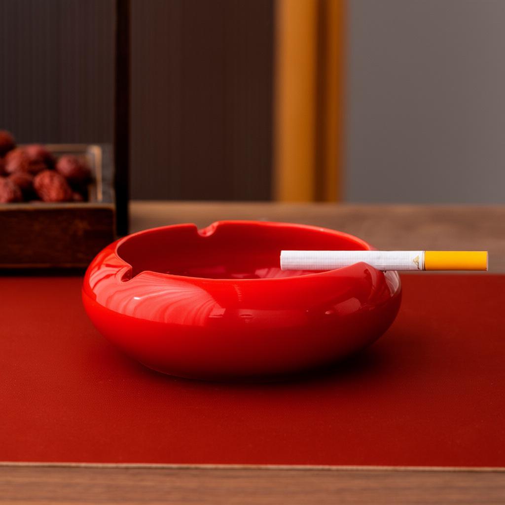 Engravable Ceramic Wedding Ashtray - Creative Red Design for Home or Living Room