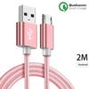 Micro USB Charger Cable - Unspecified - 2M - Nylon - Pink - Android Compatible