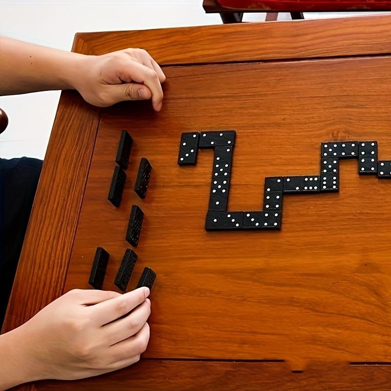 Wooden Dominoes Set Classic Black Domino Game with Storage Box