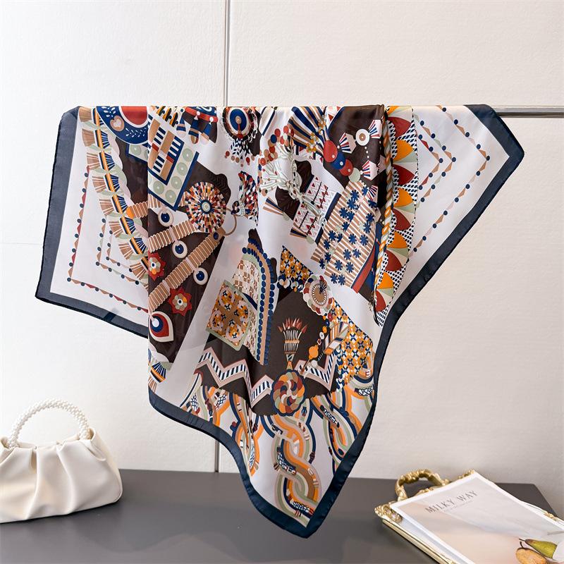 

Шарф из роскошного атласа с принтом кешью в корейском стиле, женский принт, хиджаб, женский платок для волос, рук, запястья, головы, шейный платок, обертывания 70x70cm