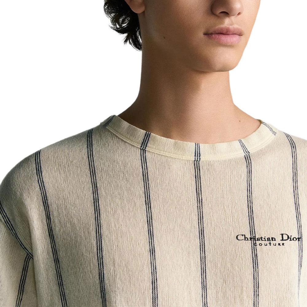 DIOR T-Shirts Men's Beige Crew Neck Moderate 593J612A3019-C185