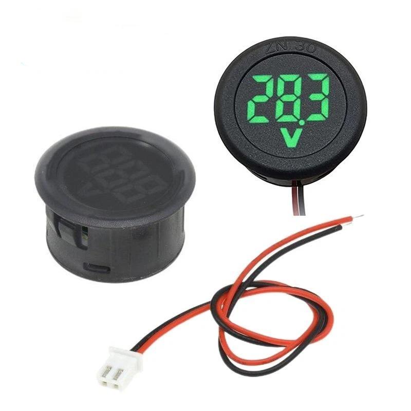 DC 4-100V Mini Voltage Meter Round LED Digital Display Voltmeter Tester for Car Motorcycle Truck RV 12V 24V Applicable