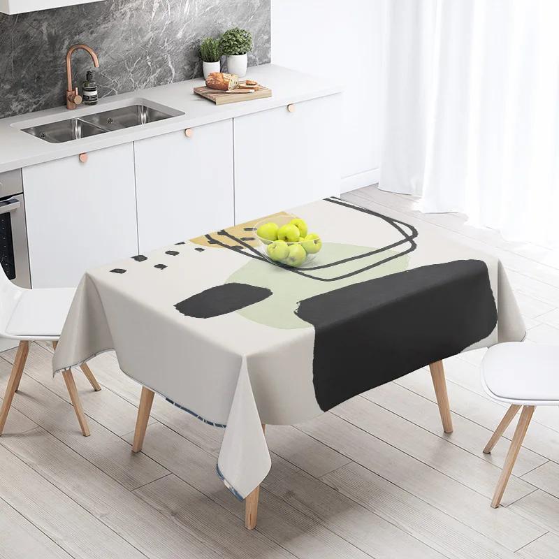 Abstract Geometric Tablecloth Waterproof Stain Resistant Party Decoration Restaurant Cafe Dining Table Tablecloths