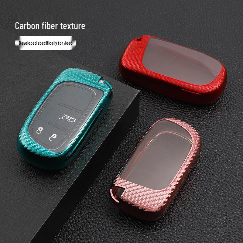 Carbon Fiber Car Key Cover for Jeep Compass & Renegade