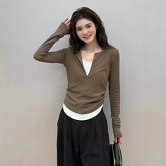 Women's Slimming Half High Neck Long Sleeve Base Layer T-shirt for Autumn/Winter 2025