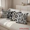 2D Geometric Patterned Black And White Pattern Cushion Cover Suitable For Sofa Bedroom Car Pillow Cover