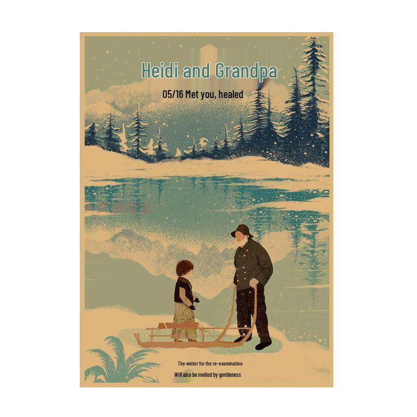 

Heidi & Grandpa Retro Movie Poster - Classic Kraft Wall Art for Cafe or Home 29.7x42cm (A3 size)