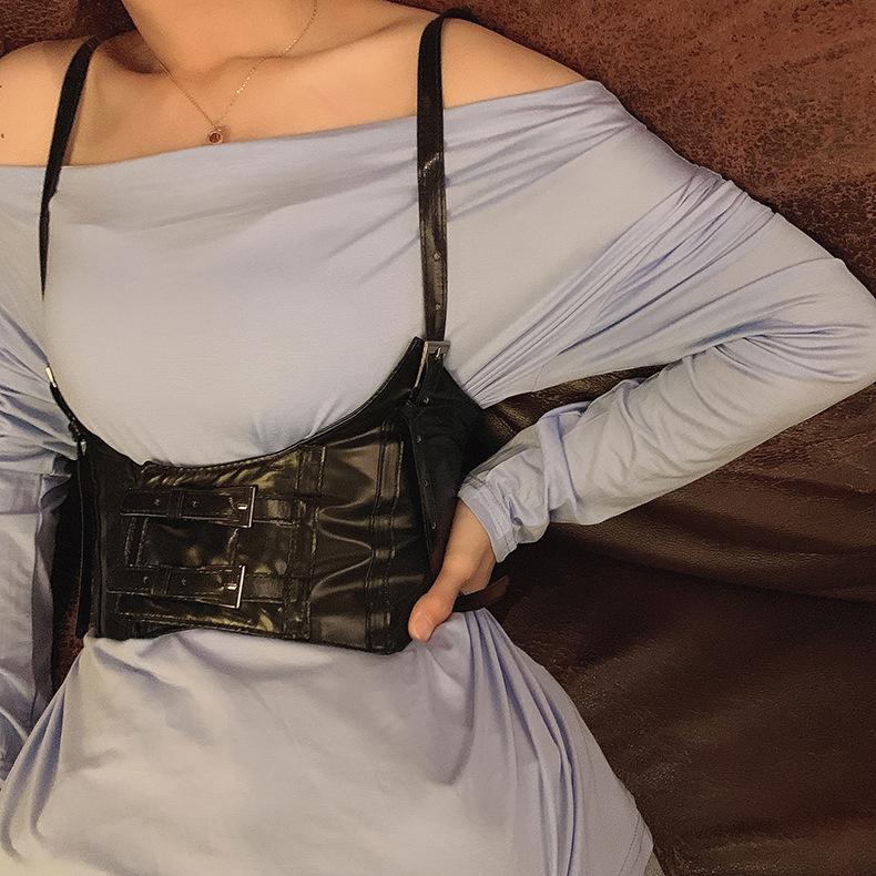 Casual Ladies Fashion Waist Imitation Leather Elastic Belt Waist Seal Waist Outer Wear