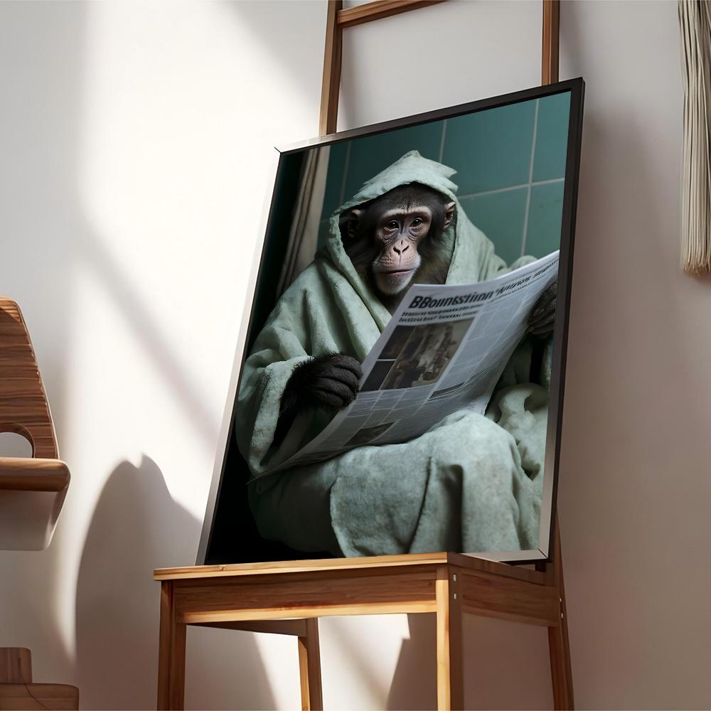 

Шимпанзе, кошка, собака, жираф, животное, идущее в туалет, забавный аниме-плакат, водонепроницаемая бумажная наклейка, декор для кофейни, бара, комнаты 21*30cm No Frame