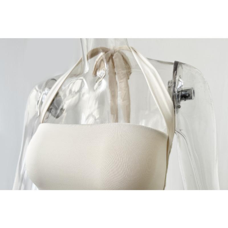 Women's Summer Pleated Backless Sexy Lace Up One Line Neck Princess Dress