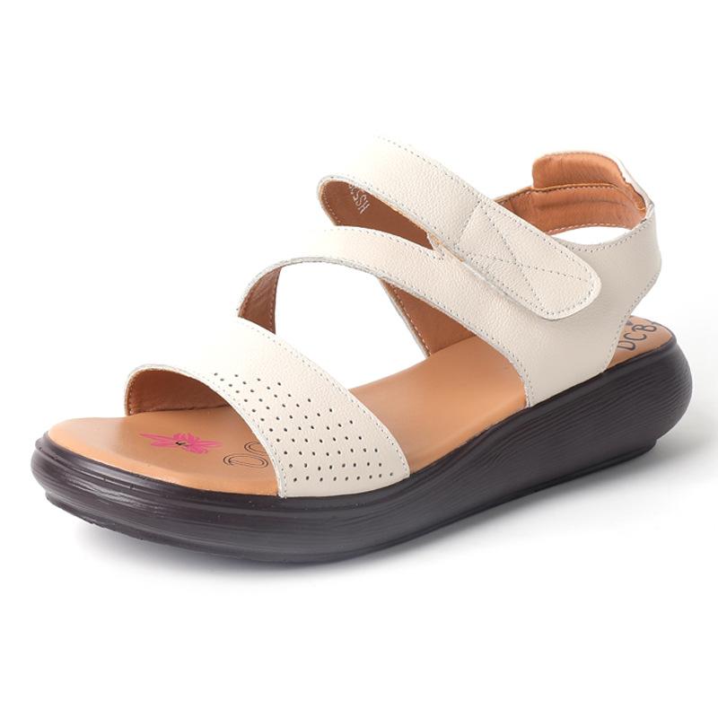 Fashion GKTINOO Women's Sandals Genuine Leather Platform Sandal 2025 Summer Thick Sole Flat Heels Ladies Sandal Summer Shoes For Women