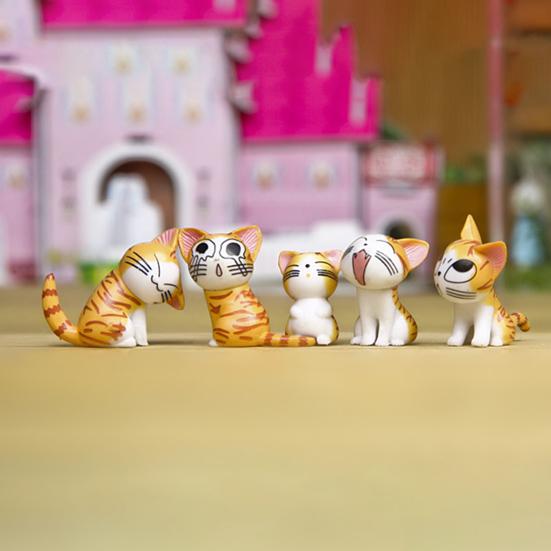 9Pcs Cartoon Cat Figure PVC Kitten Statue Mini Animal Figurine Home Office Desktop Decoration