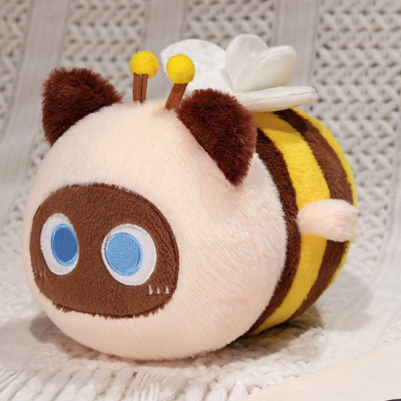 Cute Cat And Bee Plush Toy With Short Pile Fabric For Kids And Girls Gift