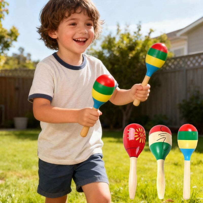 Solid Hardwood Sand Hammer Wood Shaker Maracas Rattle Percussion Musical Instrument Educational Toy Hand Sand Hammer