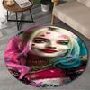 1PC Harley Chaos And Color Round Rug, Non-slip Chair Mat, Home Decor, Circle Carpet Perfect for Office, Bedroom, Living Room,Christmas gift