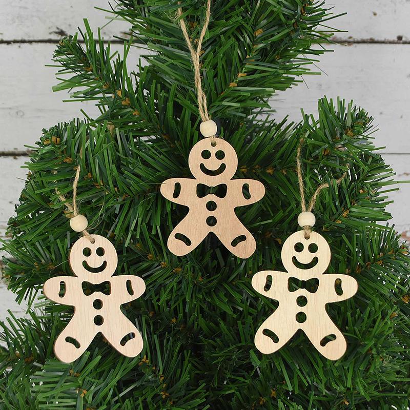 3 Stück Vintage Weihnachten Holzanhänger Ornamente DIY Holzhandwerk Weihnachtsdekorationen Weihnachtsbaum Hängeornamente Geschenke