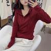 Women's Velvet Hooded Long-Sleeve Slimming T-Shirt for Spring/Autumn - Flaw-Hiding Plus Size Base Layer