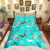 Homewish Fox Rabbit Snake Duvet Cover SetJungle Animal For Teens Bedding SetFlower Mushroom Decor