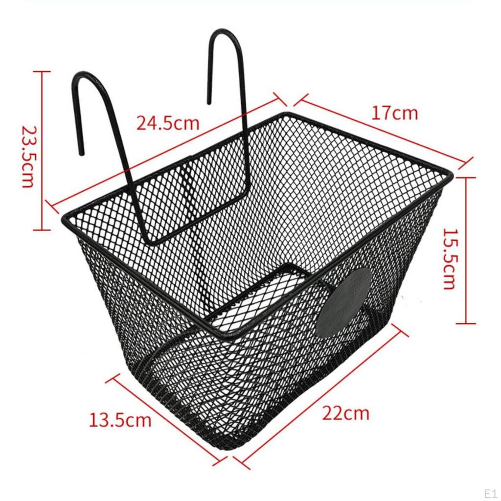 Front Basket with Hooks Hanging Mesh Bike Rectangular for Commuters, Commuting, Errands