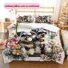 Pink Schnauzer Pattern Bedding Home Decoration Birthday Gift (1 * Duvet Cover + 2 * Pillowcase, Without Core)