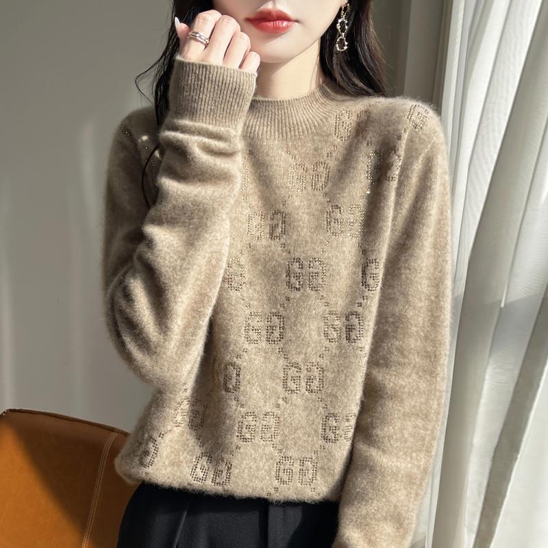 Damen Kaschmirpullover Qinghe Kaschmir 30% Kaschmir 70% Wolle Herbst- und Winterpullover warm und modisch