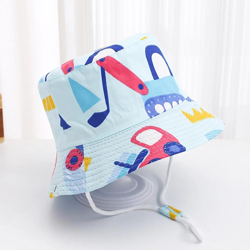 Baby Sun Hat Summer Kids Cartoon Dinosaur Print Soft Cotton Bucket Hat For Girls Boys Panama Beach UV Protection Cap Children