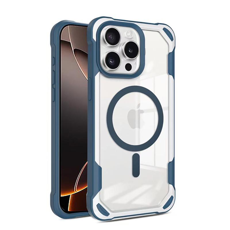 Stoßfeste transparente Handyhüllen mit Armor-Bumper für iPhone 16 15 14 13 12 11 Pro Max 16 Plus Hülle für Magsafe kabellose Ladeabdeckung