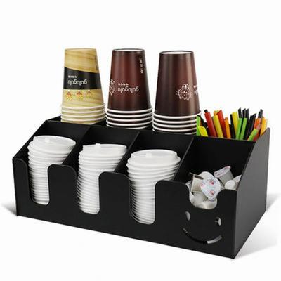 Home Decor Black Acrylic Cup Holder Multi-lattice Cup Storage Rack Straw Storage Box Coffee Tea Shop Cup Container Rack