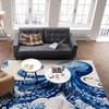Marine Animal Washable Area Rugs Octopus Coral Shell Linen Texture Non Slip Rugs for Living Room Bedroom, Low Pile Floor Mat