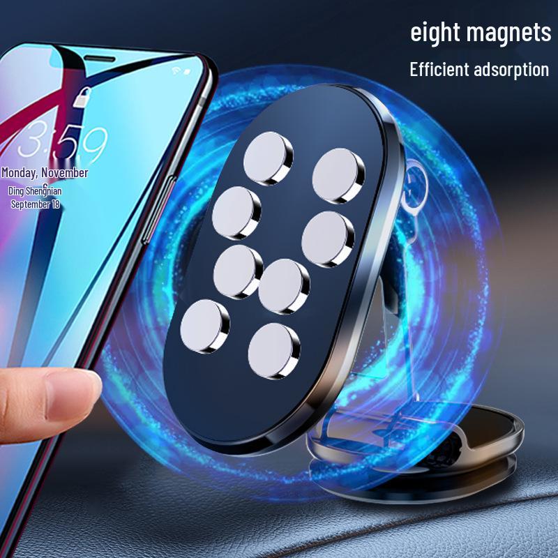 720° Rotating Car Phone Holder with Magnetic Suction & Multi-Axis Alloy Support