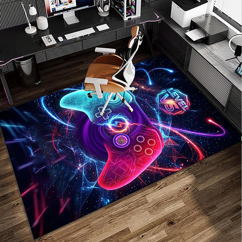Neon Gaming Controller Office Rug Chair Mat, Game Carpet, Suitable for Front Door, Bedroom, Living Room, Desk, Holiday Gift