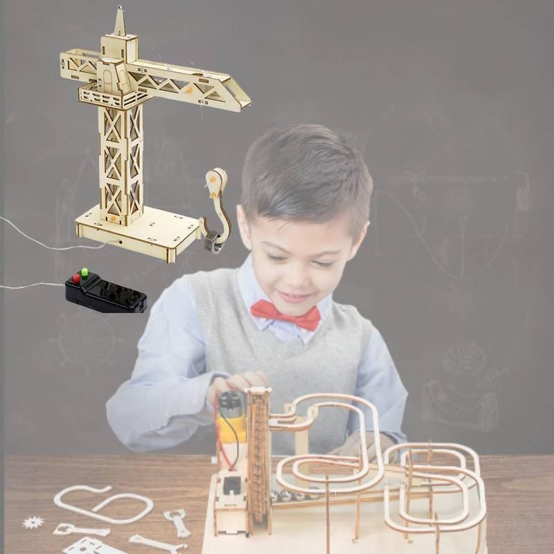 DIY Holzfernbedienungs-Kran Materialbausatz für Kinder Dampfbildung Bildung Handarbeit Kleine Produktion Kran Anpassbares Holzmaterialpaket