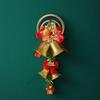 Christmas Bell Plastic Jingle Bells Xmas Tree Hanging Ornament with Bow And Artificial Pine