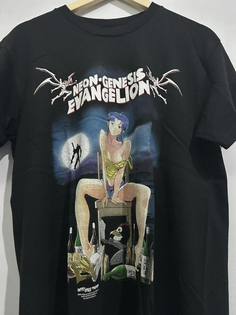 Misato Neon Genesis Evangelion retro Black unisex T-shirt Reprint S-5XL