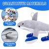 Non-Toxic Shark Plush Toy With Sneakers Cute Grey White Stuffed Animal Shark Wearing Blue Shoes Unique Running Shark Plushie For Kids