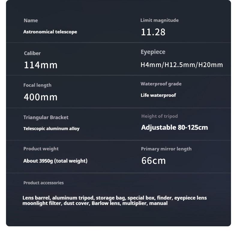 525X Telescope,telescopes for Adults, 114Mm Space Astronomical Refractor Telescope Kids, Astronomy Bird Watching Monocular